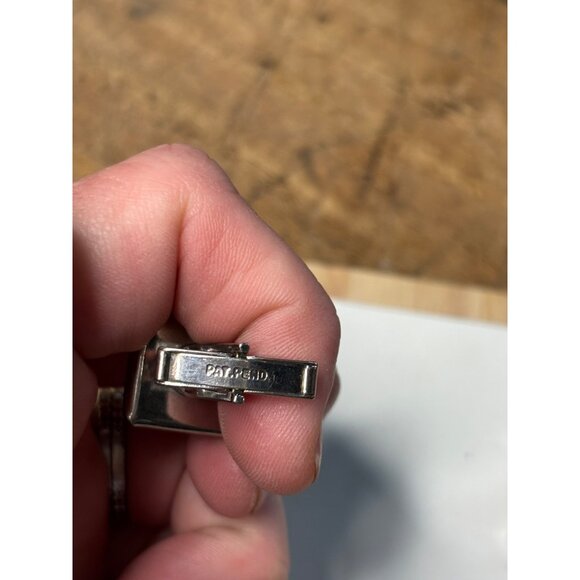 Vintage Blue Moonglow glass Enamel & Silver-Tone Square Cufflinks For Men - Picture 4 of 9